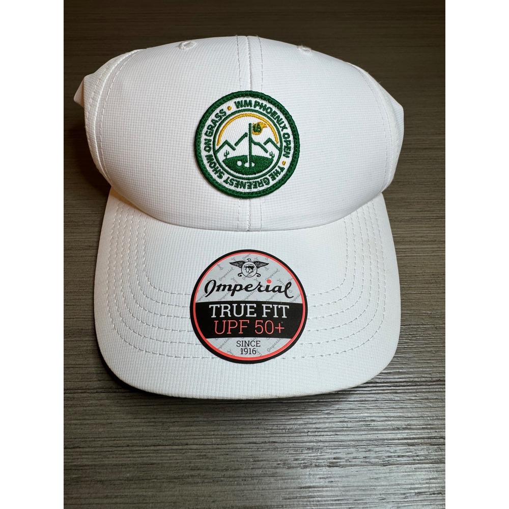 WM Phoenix Open Imperial Hat The Greenest Show on Grass True Fit Golf Cap White